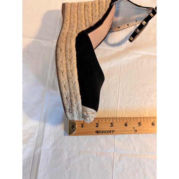 I.N.C. Masin Black Ankle Strap Espadrille Wedge Sandals Studded Detail 8M - Picture 8 of 9